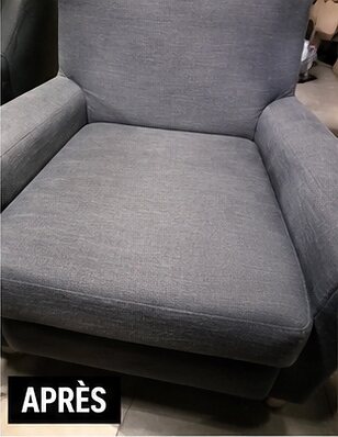 Fauteuil gris foncé après nettoyage par Clean Flash 74