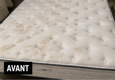 Matelas capitonné avant nettoyage — taches et auréoles
