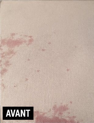 Tapis clair avant nettoyage — taches colorées incrustées